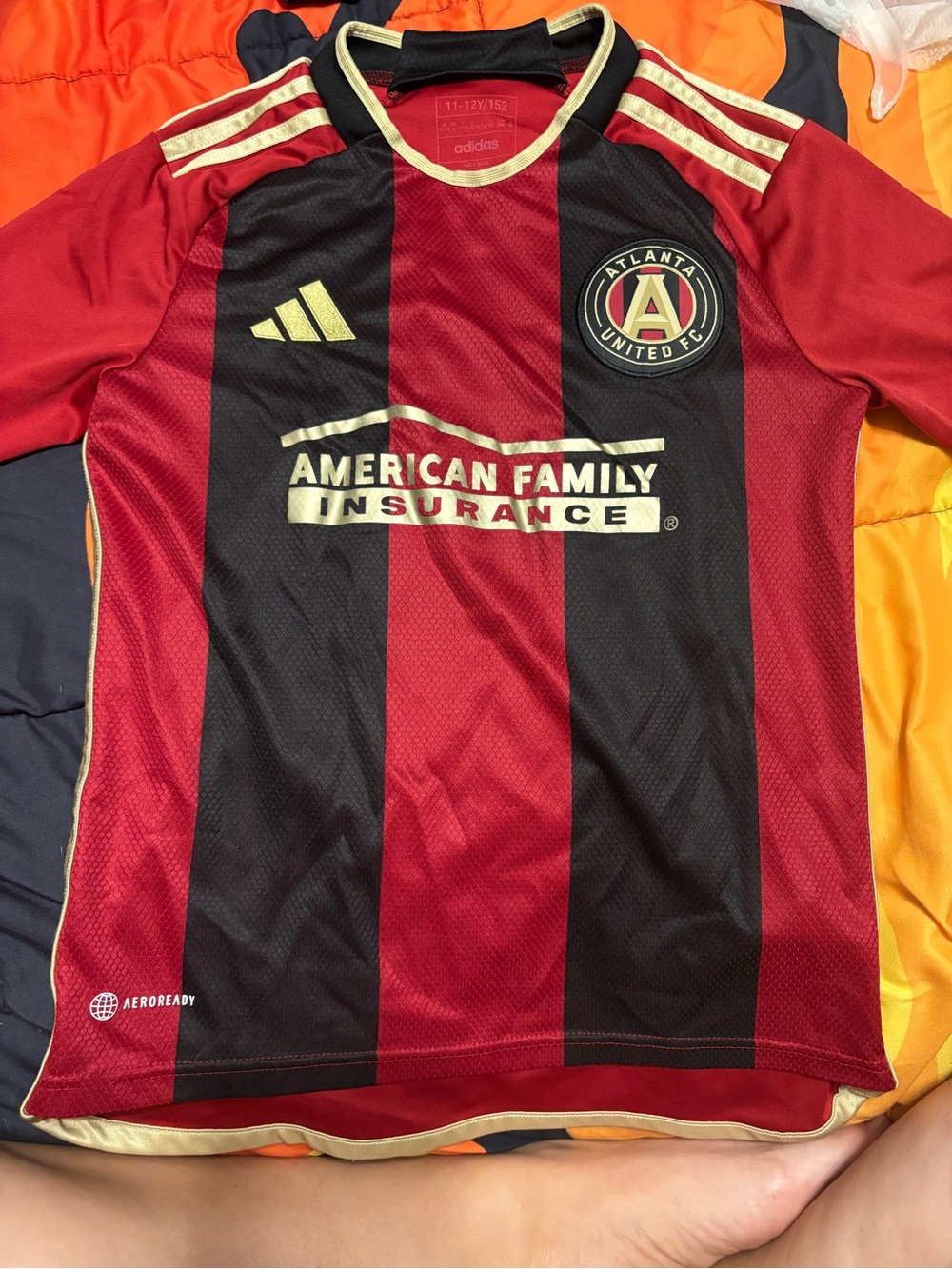 adidas Atlanta United Kids Red & Black Club Jersey with Gold Accents